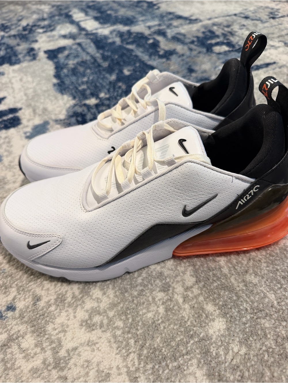 Nike Air Max 270 - Premium Hyper Crimson White Black with Orange Heel